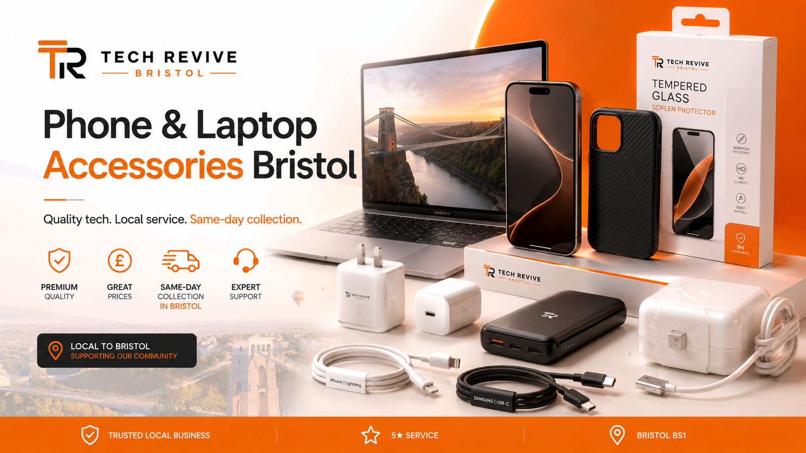 Tech Revive Bristol store style display with phone accessories laptop accessories and screen protectors