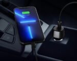 In-Car Charger with USB-A and Dual USB-C Ports 103W Fiber Carbon Design
