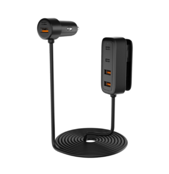 108W In-Car Charger With Multi-Port Extended Charging Hub