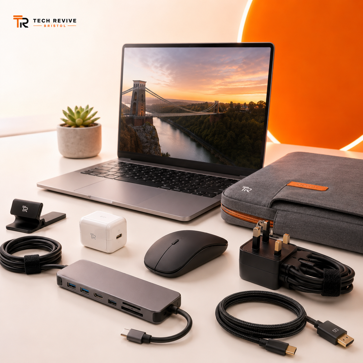 Phone and laptop accessories available from Tech Revive Bristol including chargers cables cases and screen protectors