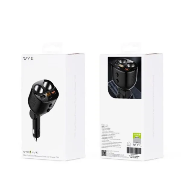 112W Dual Socket Extension FM In-Car Charger FM9