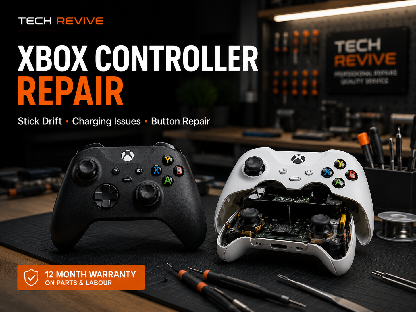 Xbox Controller Repair Bristol Xbox controller repair Bristol for stick drift, charging and button faults