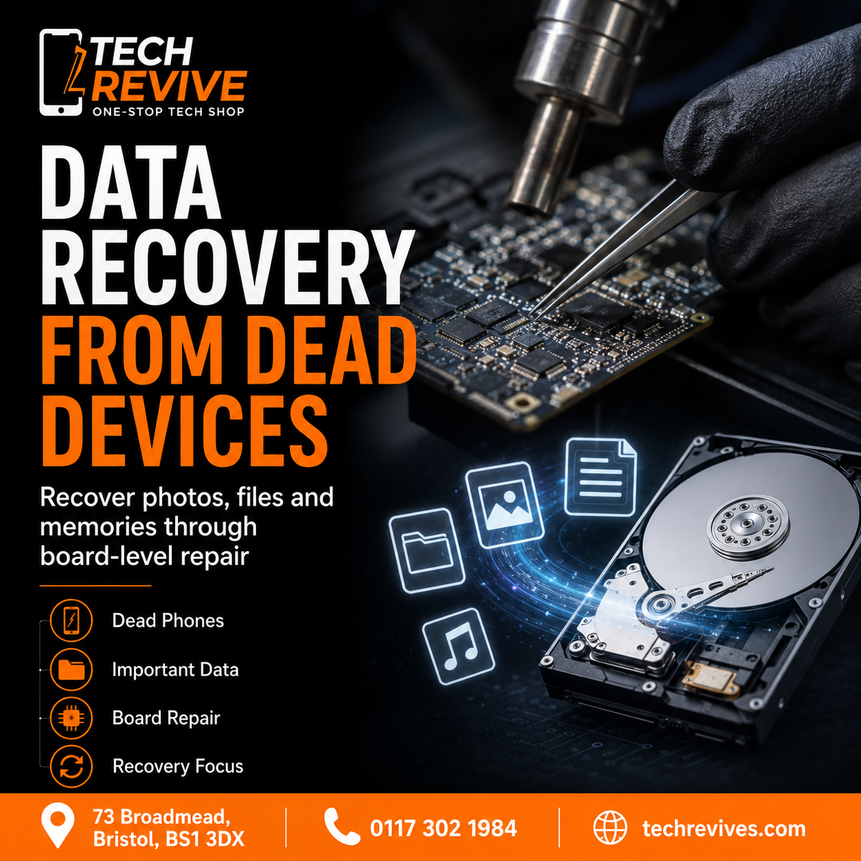 Data recovery from dead phones and devices in Bristol