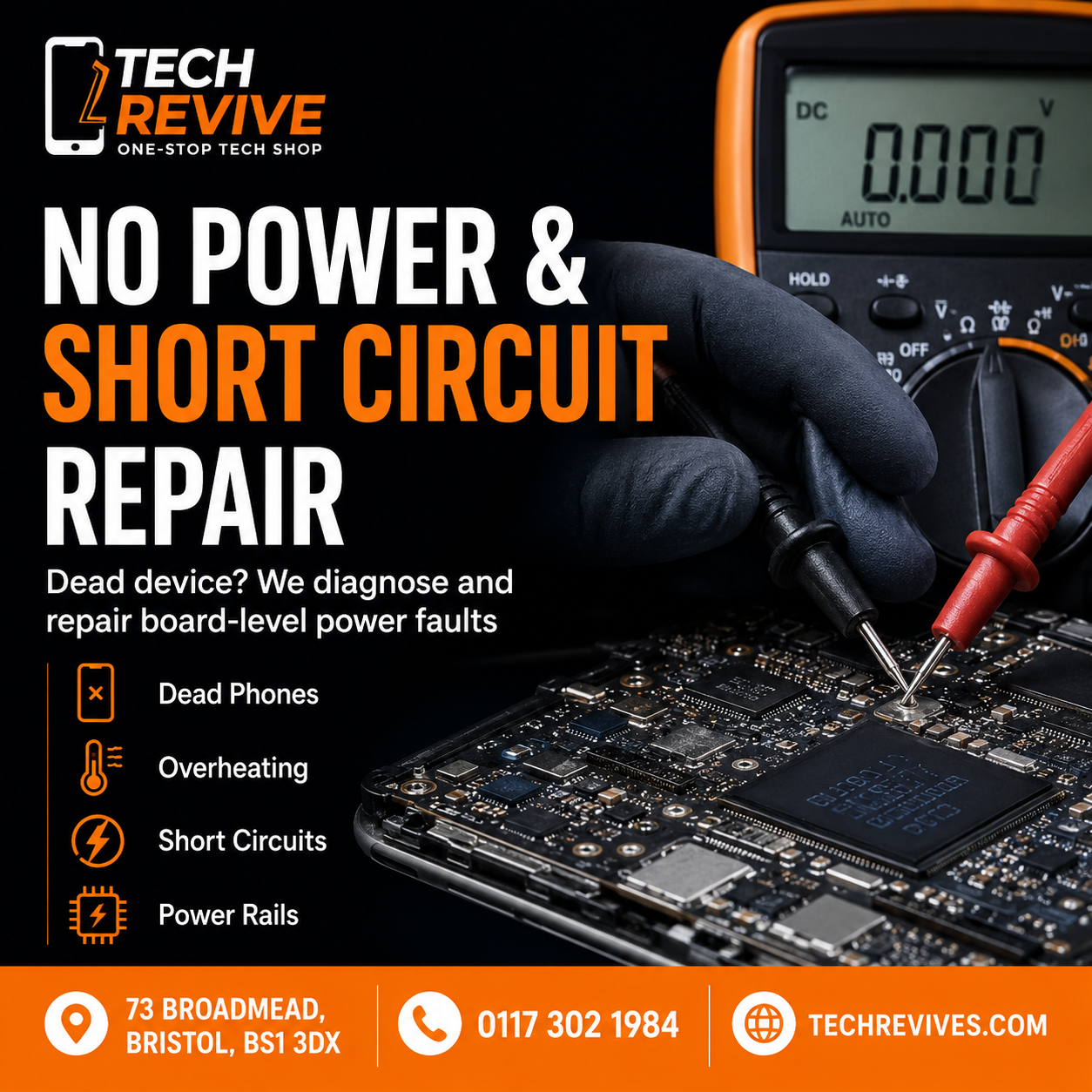 No power and short circuit board repair Bristol