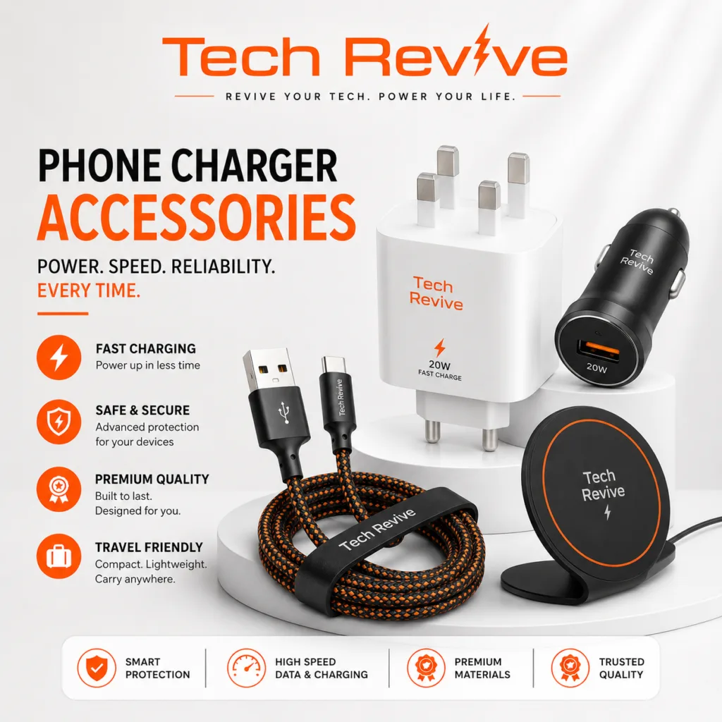 Phone charger and charging accessories available at Tech Revive Bristol