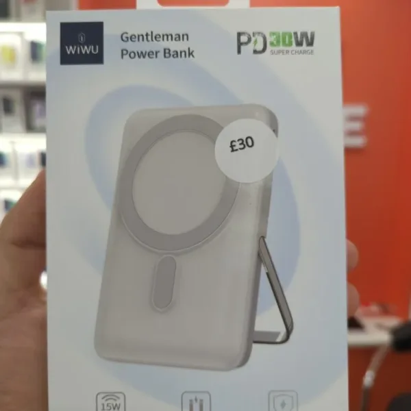 WIWU magnetic power bank retail packaging photographed in the Tech Revive store
